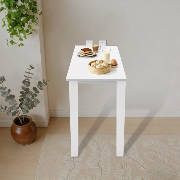 29.52*15.75*29.13in L-Shape Modern Wall Mounted Foldable Table Wood Folding Dining Table White