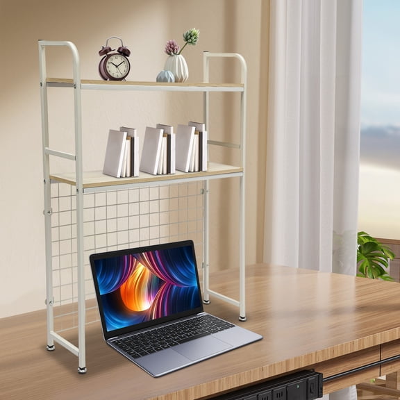 29.53*7.87*38.58 in 2-tier Modern H-shaped Bookshelf with Grid for Living Room, Bedroom