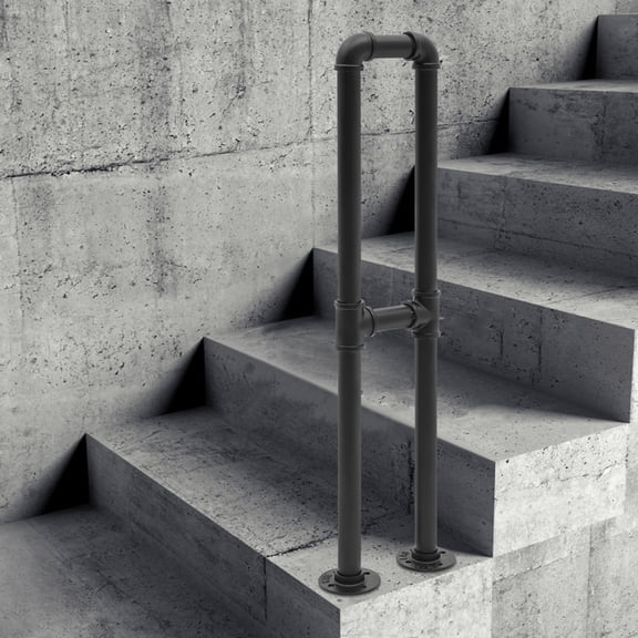 29.53 In U-Shaped Handrail Thicken Circular Tube for Stairs, Garden, Yard, Deck, Garage