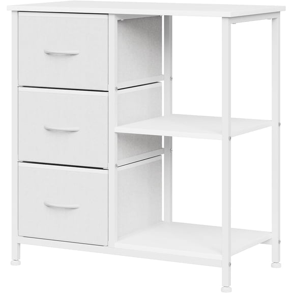 29.53 Inch File Cabinet with 3 Drawers & 2 Open Storage Shelves,Under Desk Filing Cabinet,Fabric Office Organizer for Home Office,Printer Stand