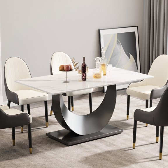 29.53" high white rectangular table - fire and stain resistant - daily family dining - recyclable and no harmful substances