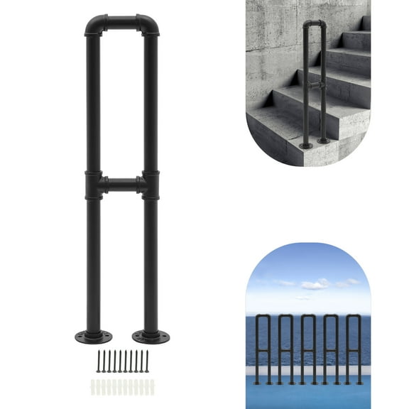 29.53in U-shaped Handrail Thicken Circular Tube for Garden, Yard, Deck, Garage with 330.69lbs Load-bearing Capacity