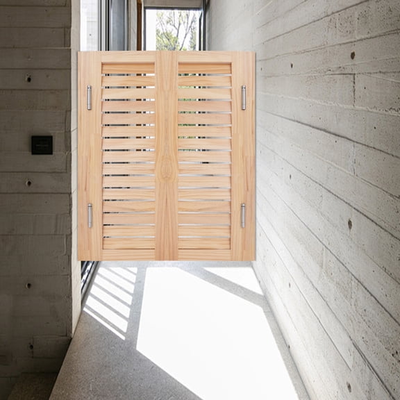 29.53x35.43in Partition Door, Swinging Door Double Half Door 75x90cm, Wood Grain 3.5cm, 15 Louver Panel Upper and Lower, Room Divider for Hallway Entry