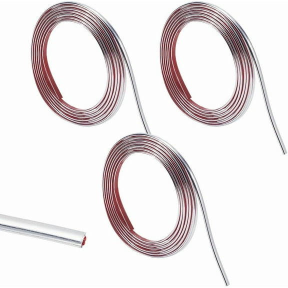 29.5Ft 3 Rolls Silver Molding Trim Peel and Stick Self Adhesive Flexible Wall Trim Skirting Board Liner Wallpaper Border PVC Backsplash Tile Edge for DIY