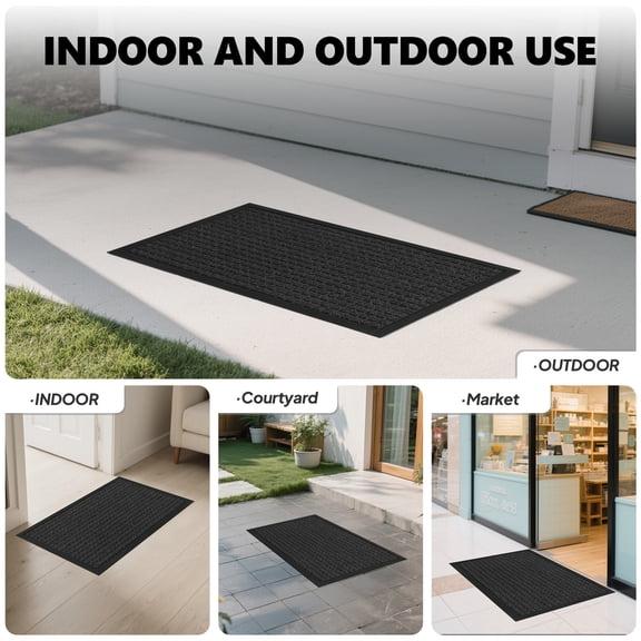 29.5In Gray Polypropylene Rubber Kitchen Floor Mat Non Slip Small Grid Waterproof Durable Anti Fatigue Standing Comfort Mat for Indoor Entryway Laundry Room Bathroom Easy Clean Low Profile Versatile