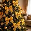 29.5ft Linen Woven Ribbon, DIY Handmade Wreath Holiday Decoration Ribbon, Fabric Ribbon for Gift Wrapping Christmas Tree Table Setting Party Craft, Yellow