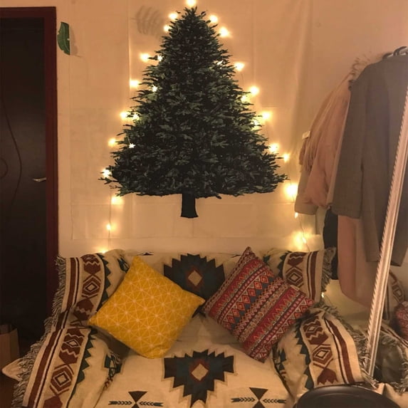 29.5in*39.4in Wall Hanging Christmas Tree with 32.8ft Fairy Lights Festival Decoration Realistic Easy Setup Artificial Christmas Tree Holiday Party Home Favor