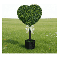thumbnail image 1 of 29.5in Boxwood Heart Topiary Outdoor, Valentine's Day Heart Shaped Topiary Trees with Bow, Artificial Greenery Decorations Heart Ball Planter Pots, Faux Plant for Indoor & Home Decor, 1 of 9