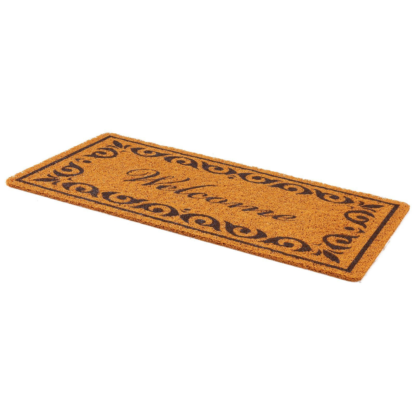 29.5x17 Inch Outdoor Entrance Doormat, All-Weather Faux Coir Welcome Mat with Non-Slip Rubber Backing for Front Door, Porch, Deck