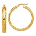 thumbnail image 1 of 14k Solid Yellow Gold Polished and Textured Hoop Earrings 31.8x29.6mm Wide 4.5mm Thick Hoop Earring for Women, 1 of 2