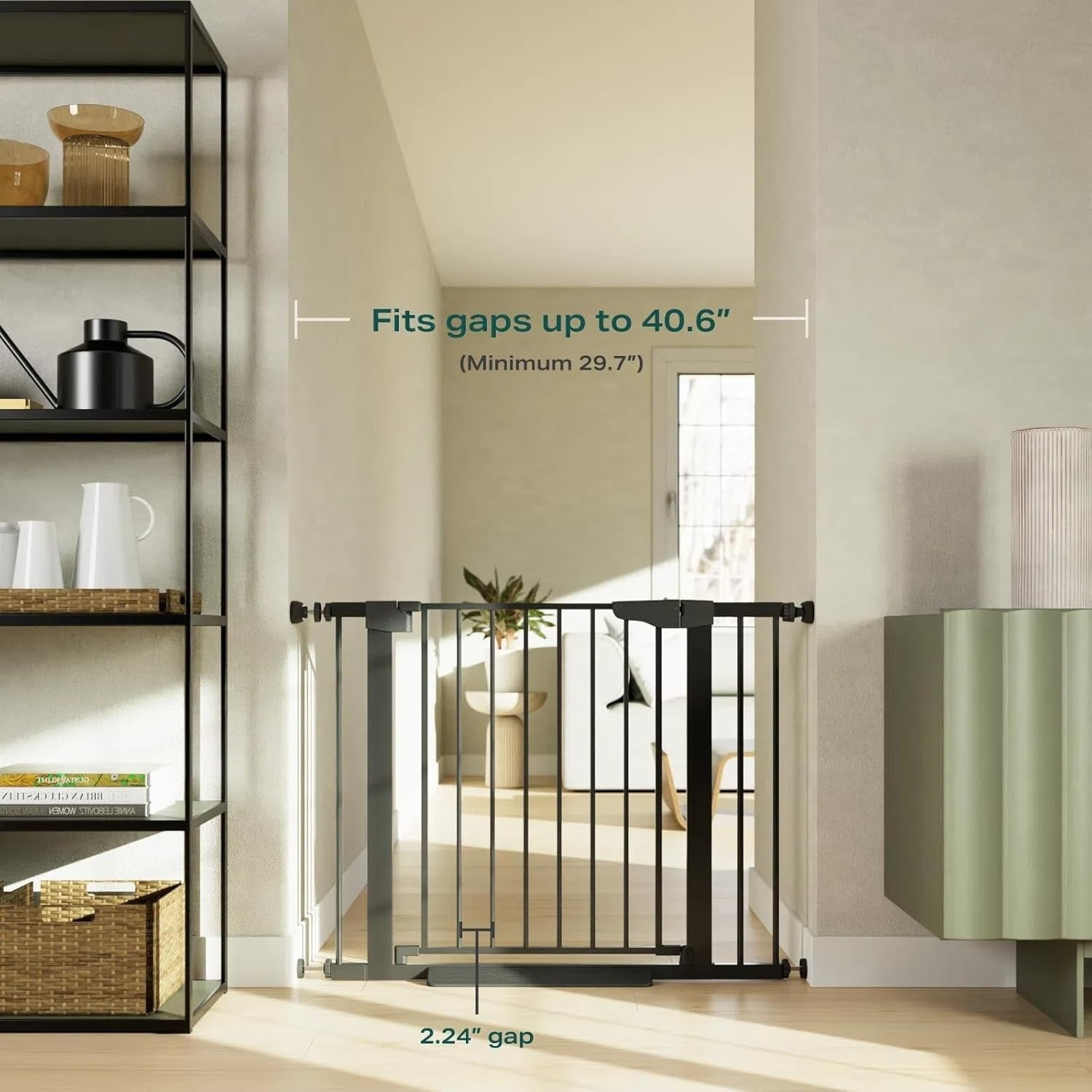 29.7-40.6"  Gate for Stairs,  Essential Safety Gate, Mom's Choice Awards Winner-Dog Gate for Doorways, Pressure Mounted Auto-Close Pet Gates for Dogs Indoor, Durable Child Gate, Black