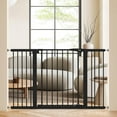 thumbnail image 1 of 29.7"-51.5" Extra Wide Baby Gate for Stairs, Easy Walk Thru Dog Gate with 21.1" Large Opening Door, Pressured Mounted No Drilling Pet Gate, 30" Tall, Black, 1 of 9