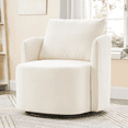 thumbnail image 1 of 29.9" Swivel Barrel Chair, 360° Upholstered Swivel Chair with Curved Design for Living Room, Bedroom, Office and Hotel, Beige, 1 of 9