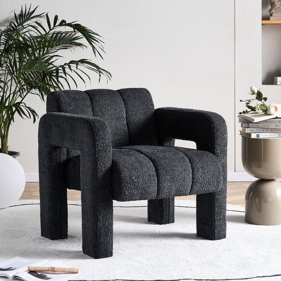 29.92" High Boucle Chair - Fiber Foam Filling - Living Room - Low and Comfortable Design