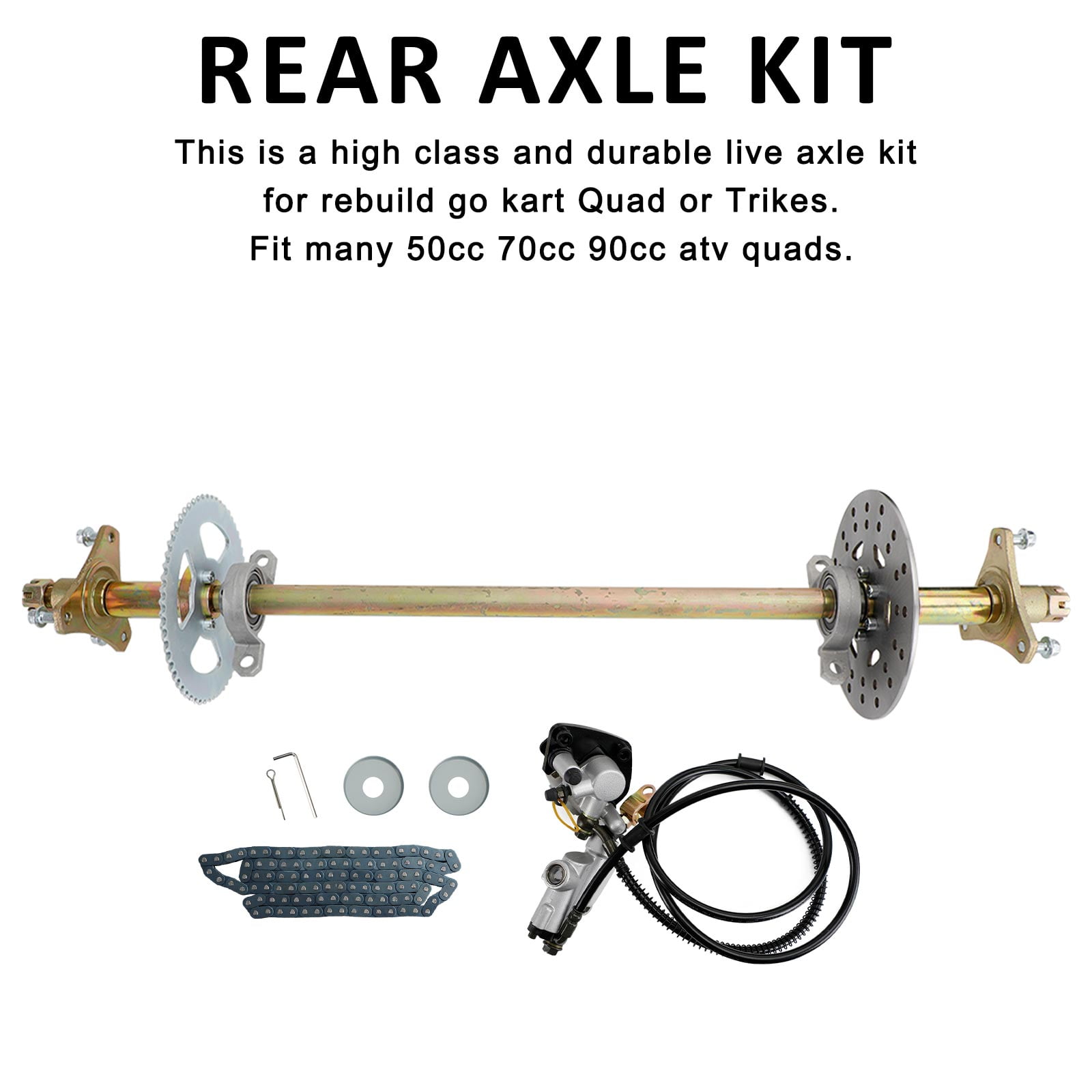 29" ATV Quad Go Kart Rear Live Axle Kit Sprocket Brake Wheel Hub Brake