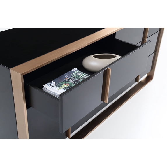 29" Black and Brushed Bronze Dresser