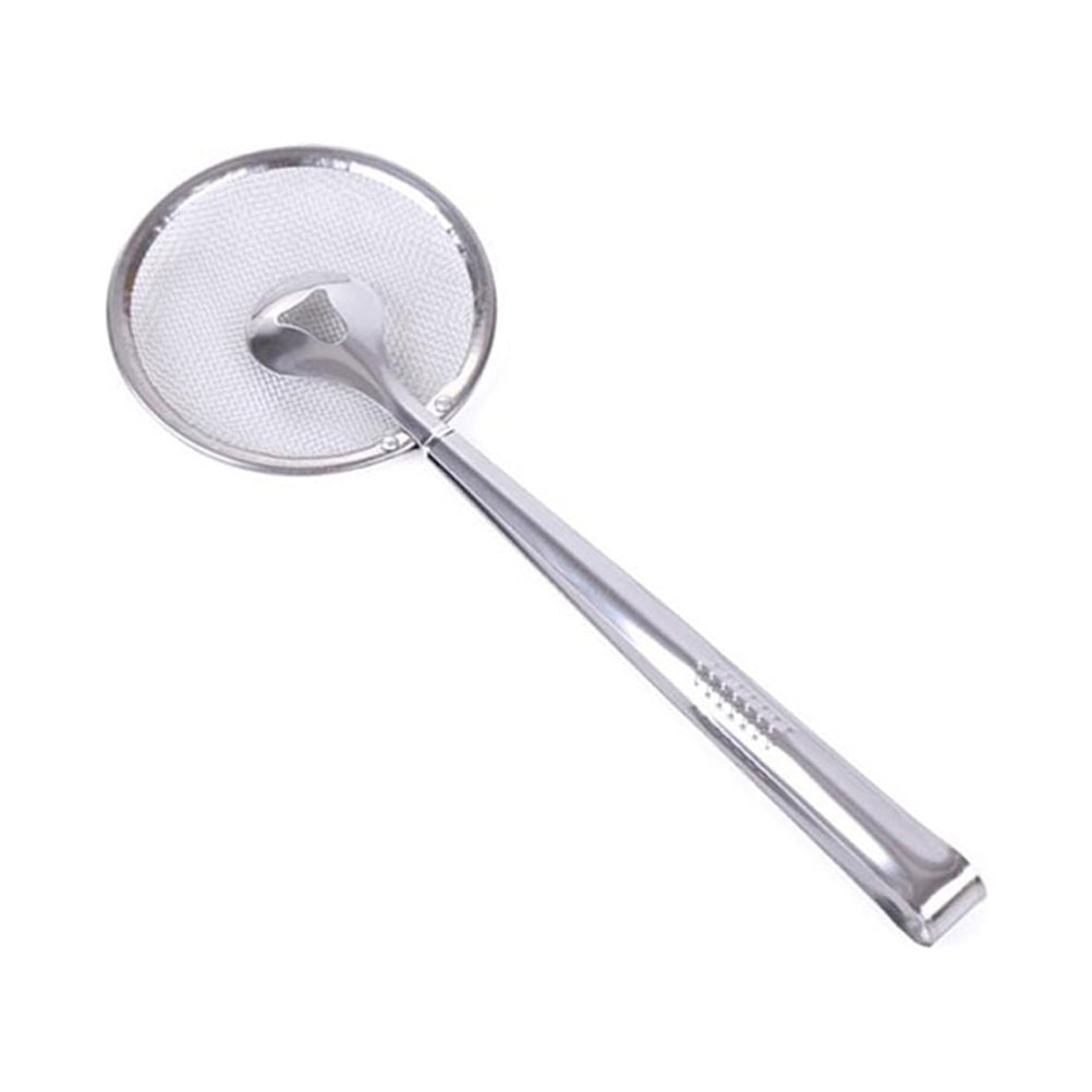 Stainless Steel Filter Spoon with Clip for Kitchen Use Multi Functional Oil Frying Tool 29CM