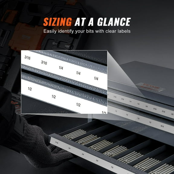 29-Compartment End Mill Organizer, Heavy-Duty 3-Drawer Cabinet for 1/8" to 1" CNC Tools, Stackable Metal Storage with Labels