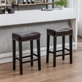 thumbnail image 1 of 29"Counter Height Bar Stools Set of 2,Soft PU Leather Backless Stools with Footrest and Wood Base,2pcs Saddle Bar Stools for Bars Pub Kitchen, 1 of 7