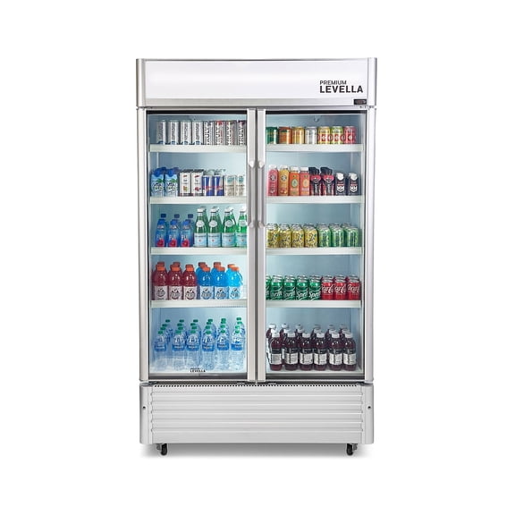 29 Cu. Ft. Two Glass Door Commercial Reach-in Refrigerator Beverage Cooler in Silver