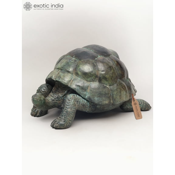 29" Decorative Tortoise Statue in Brass | Large Decor Piece