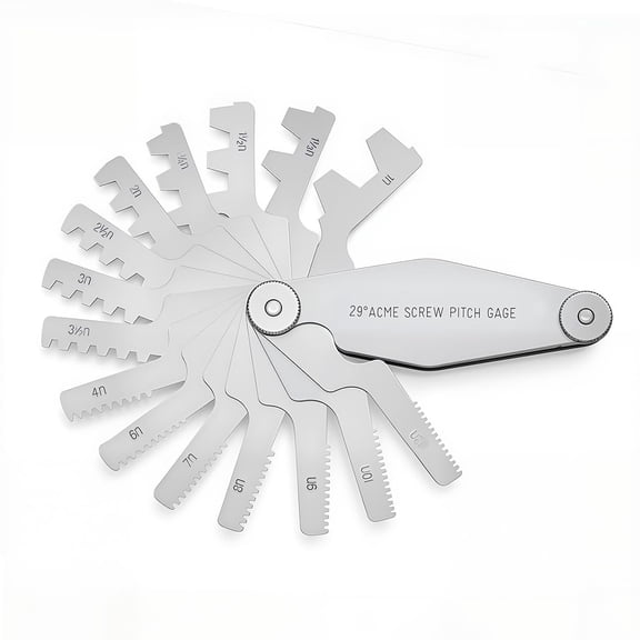 29 Degree Acme Screw Pitch Gauge Stainless Steel Thread Pitch Measuring Tool Set T-Thread Cutting Gage 16pcs