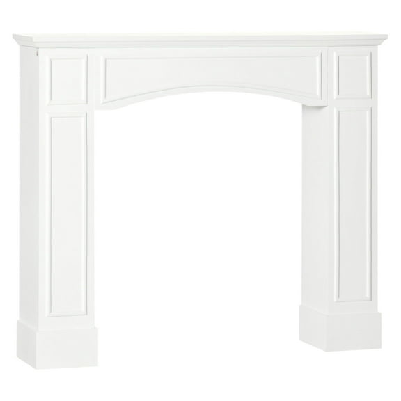 29" Electric Fireplace Mantel Surround - White Wood Mantels for Fireplace - Modern Geometric Design - Living Room & Bedroom Decor