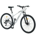 thumbnail image 1 of 29" Mountain Bike 8 Speed Steel Frame City Bicycle with Front Suspension for Men Women, Silver, 1 of 6