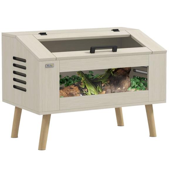 29 Gallon Reptile Terrarium with Glass Windows and Air Vents for Snakes Lizards Chameleons, Oak Fabric Habitat, 31.5 x 20 x 24