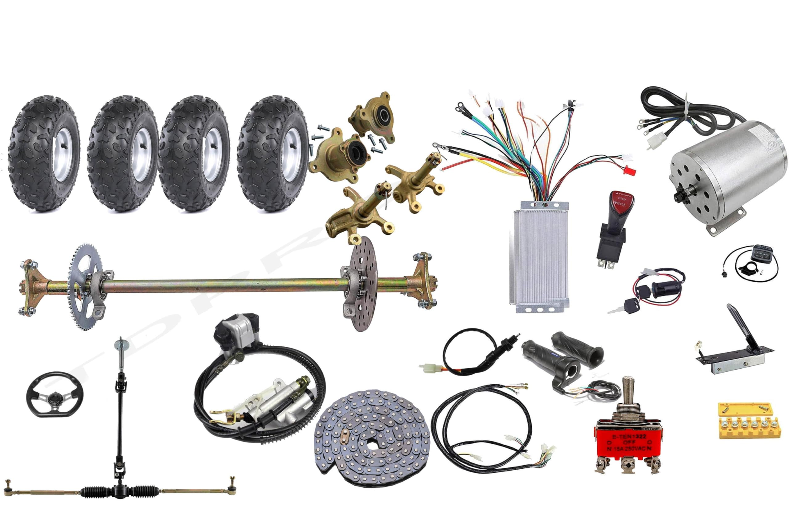 29" Go Kart Rear Axle Kit +Front End Steering Shaft Assembly+ Brake ...