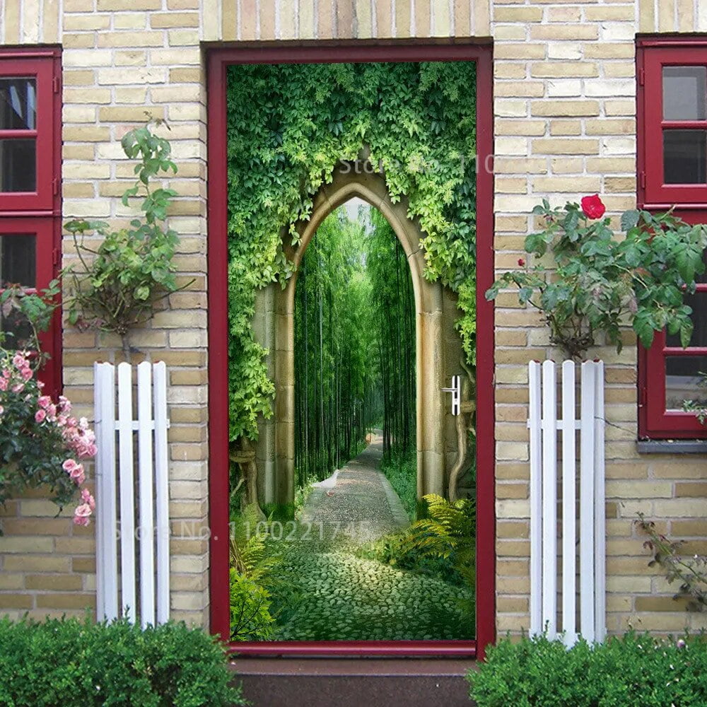 29 Green Plant Scenery Door Stickers PVC Waterproof Self-adhesive Home ...