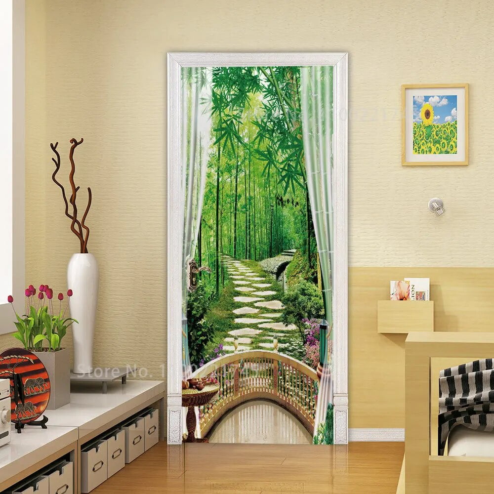 29 Green Plant Scenery Door Stickers PVC Waterproof Selfadhesive Home