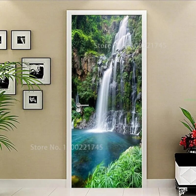 29 Green Plant Scenery Door Stickers PVC Waterproof Self-adhesive Home ...