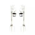 thumbnail image 1 of 29"H Skeleton Hand Garden Stake with Solar Flickering Light Lantern, Set of 2, 1 of 2