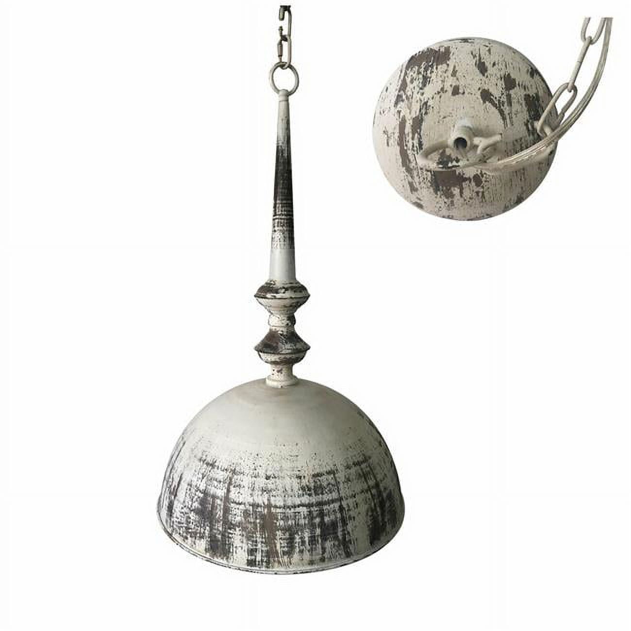 Distressed White Metal Farmhouse Pendant Light, 29" Height
