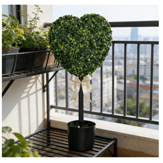 29 in Heart Topiary Outdoor - Heart Shaped Topiary Valentine's Day Decor - Artificial Heart Shaped Topiary Trees with Pot for Indoor Outdoor Home Porch Decor