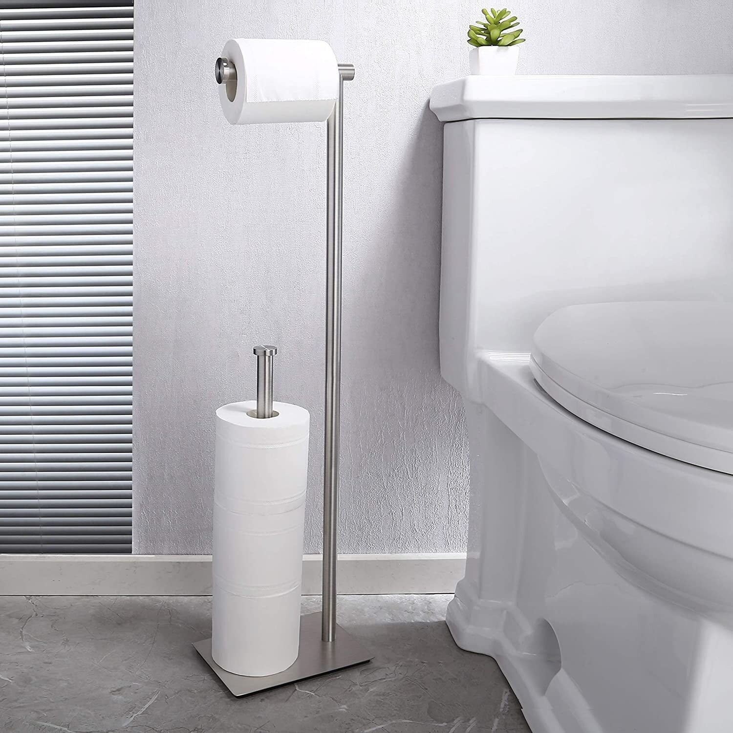 Freestanding Toilet Paper Holder (Brushed Stainless Steel)