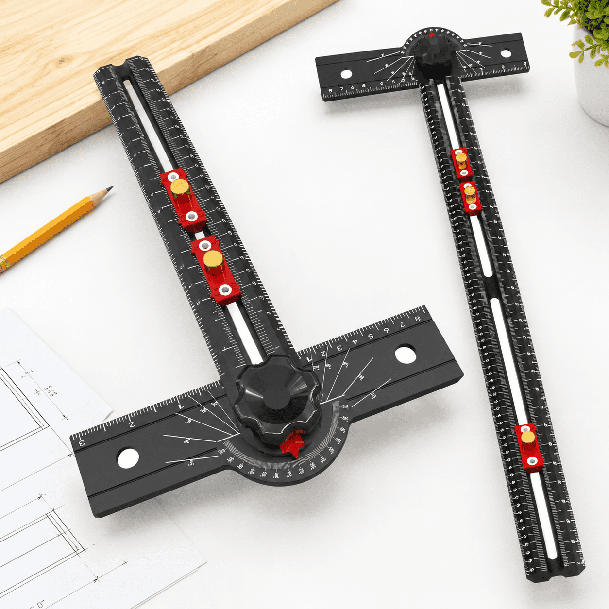 29 Inch Adjustable Aluminum Alloy T Square Ruler for Carpentry and ...
