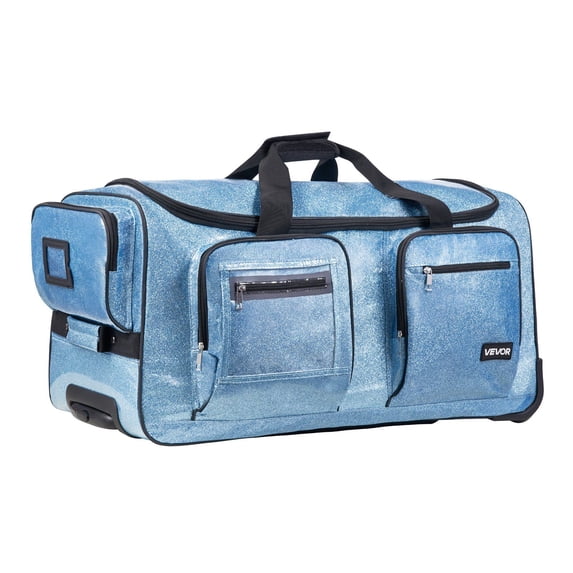 29 Inch Travel Duffle Bag with Garment Rack - Rolling Dance Bag with Wheels, Blue Carry-On for Performers
