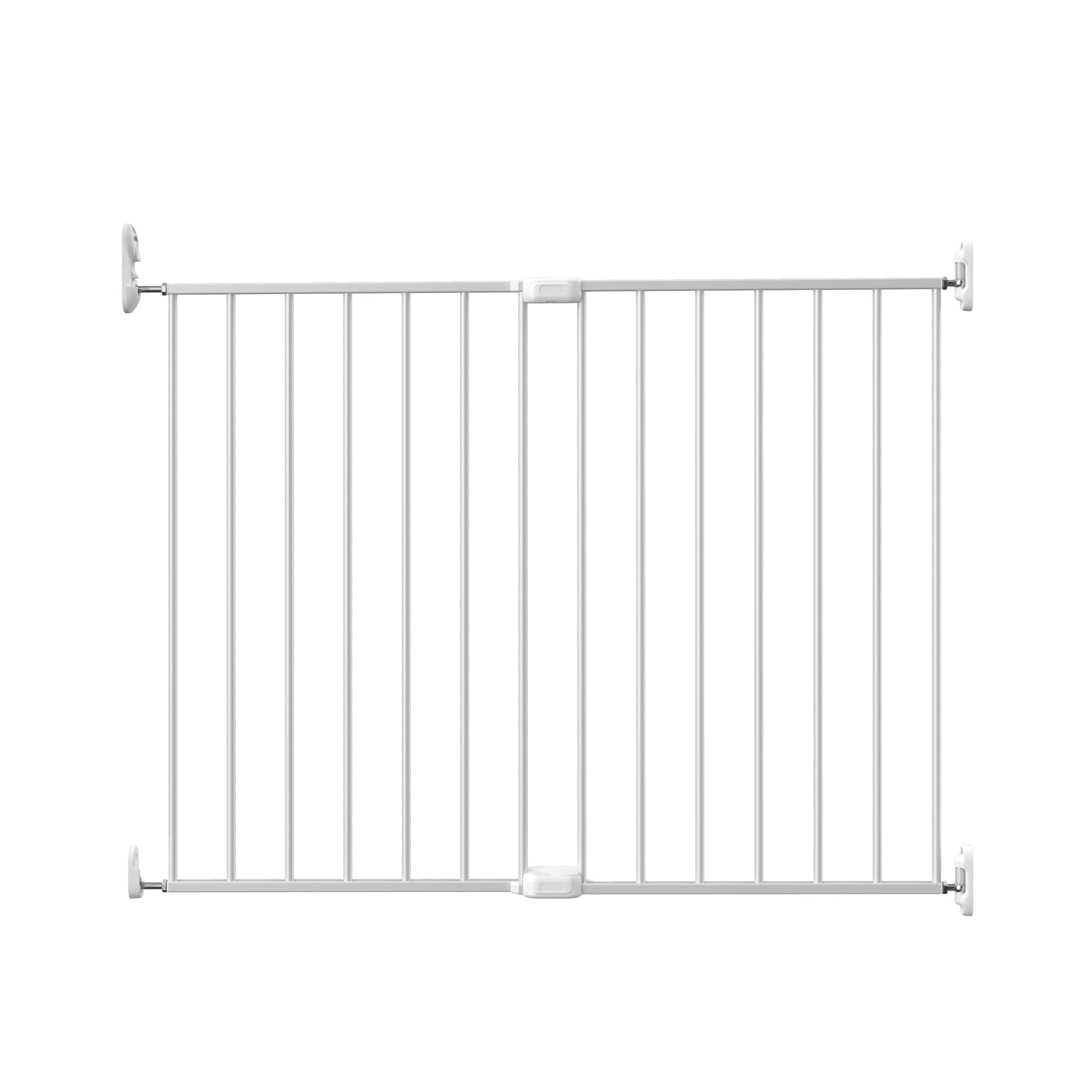 Adjustable Pet Safety Swing Gate, Hardware-Mounted Metal Gate for Stairs and Doorways, Secure Latch for Pets (White, 24"-40.5" W x 28.75" H)
