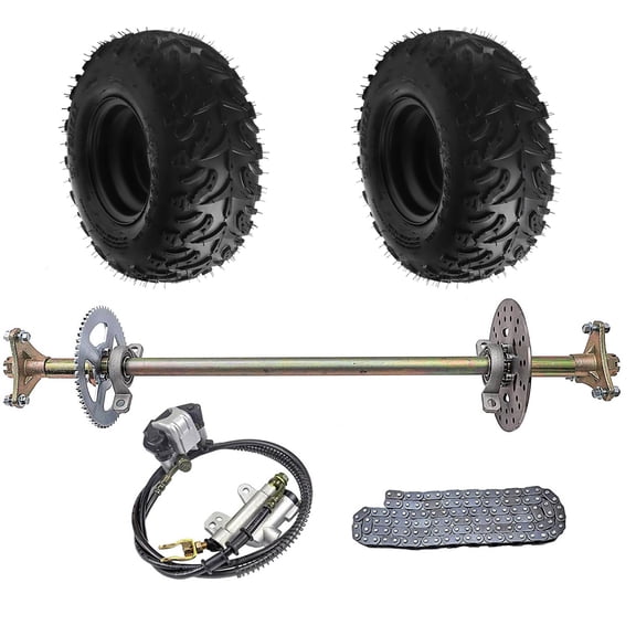 29 Inch Go-Kart Rear Live Axle Kit T8F Chain Sprocket 160mm Brake Disc Caliper 14x5.00-6 Tires Pillow Block for DIY Go Kart ATV Quad Buggy Drift Trike Golf Cart Mini Bike 740mm