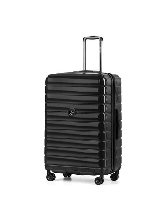 29" Hardside Luggage Large Checked Expandable Suitcase with Spinner Wheels, Black, La13601