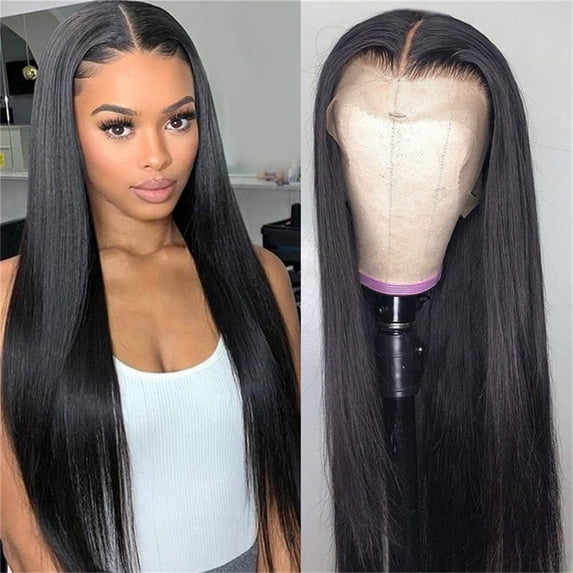 29-Inch Long Straight Wig for Women - High-Temperature Silk Synthetic Hair, Heat-Resistant Fiber, Glue-Free Design, Soft and Realistic Look, Fashionable, Stylish Wig for Parties, E Makeup Organizers