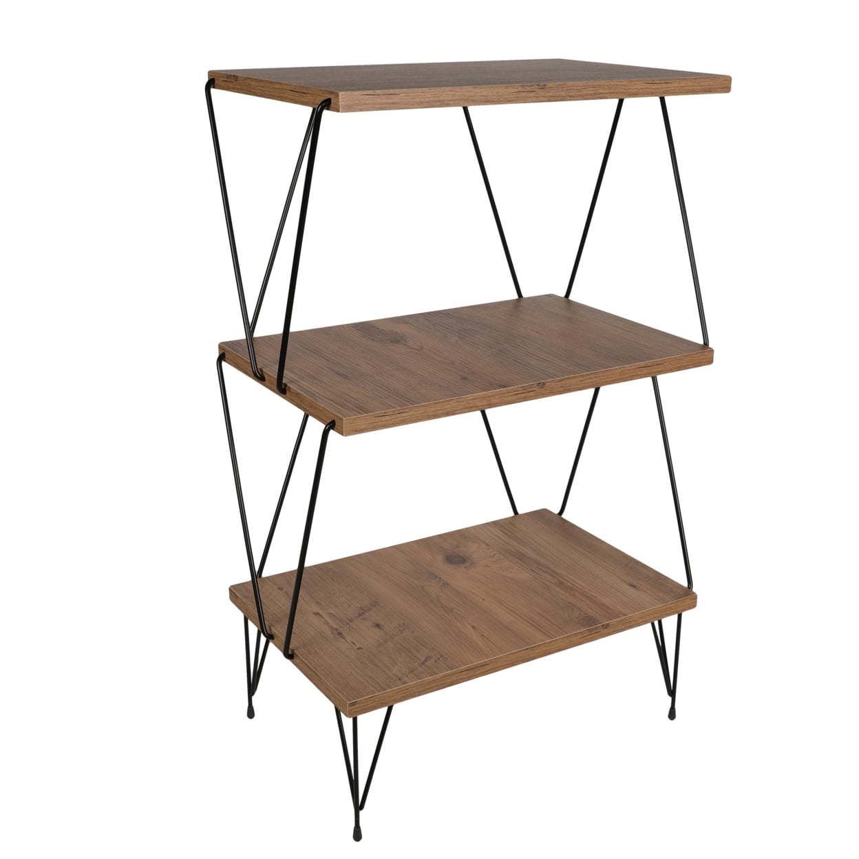 29 Inch Modern Rectangular 3 Tier Etagere Wood Storage Rack, Metal ...