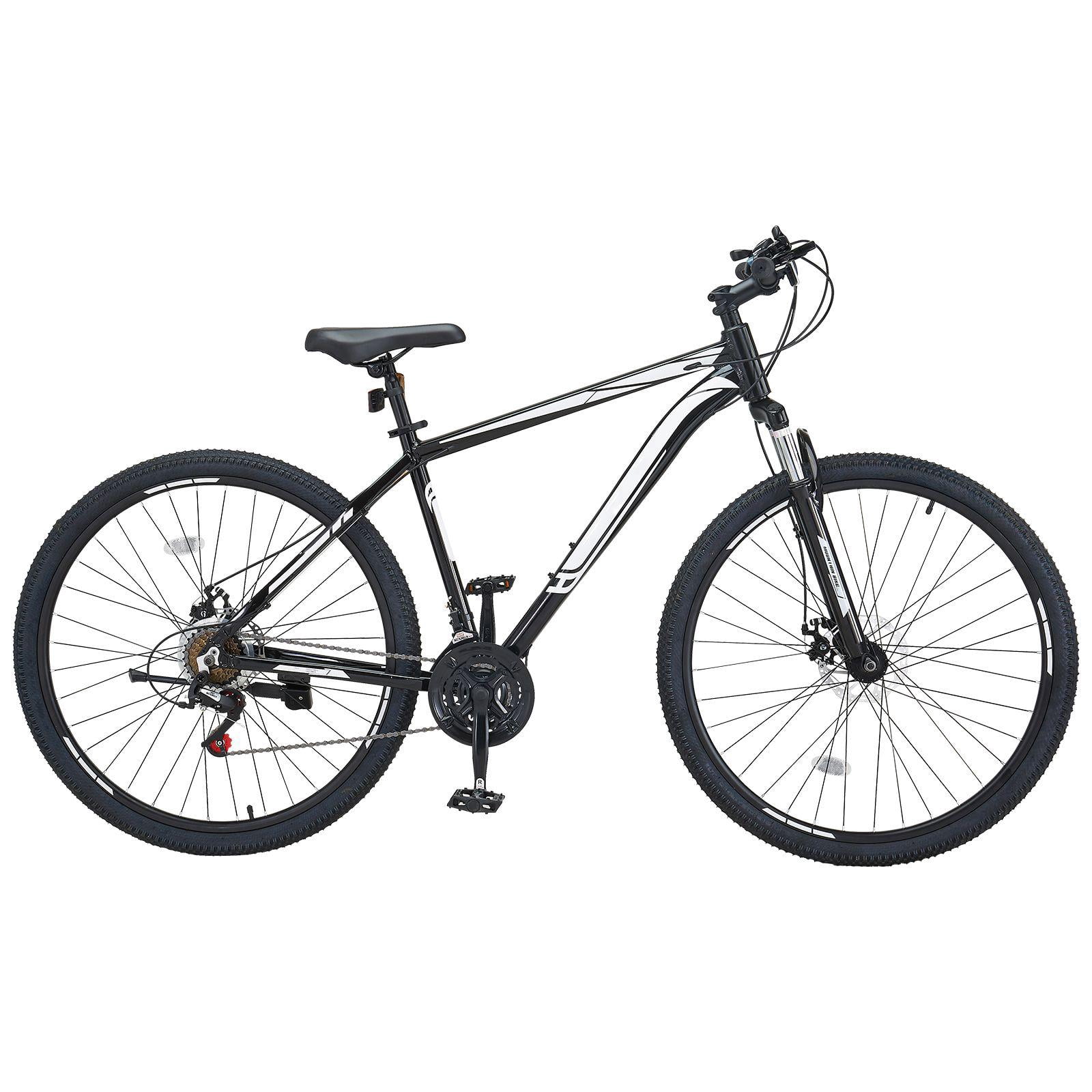 29 Inch Mountain Bike with Front Suspension 21 Speed Shimano Twist Shifting Dual Disc Brakes Aluminum Alloy Frame Comfort Saddle for Adult Sport Cycling Trail Snow MTB