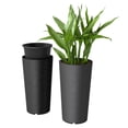 thumbnail image 1 of 29 Inch Outdoor Planters, Set of 2 - Plastic Flower Pots - Weather Resistant Stackable Plant Pots for Garden, Patio, Black, 1 of 9