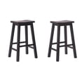 thumbnail image 1 of 29" Inch Solid Wood Saddle Counter Stool (Set of 2), Black, 1 of 5