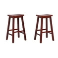 thumbnail image 1 of 29" Inch Solid Wood Saddle Counter Stool (Set of 2), Cherry, 1 of 1
