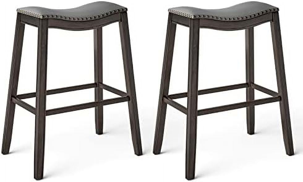 29 Inch Stools Counter Height Barstool with Pu Leather Backless Saddle
