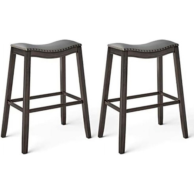 29 Inch Stools Counter Height Barstool with Pu Leather Backless Saddle
